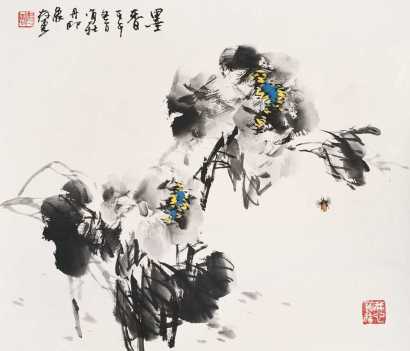 刘存惠 2002年作 花卉 镜心